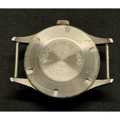 180 - British Army Issue W10 Wristwatch by Smiths. Case is marked W10/6645-99-961-4-45 along with WD Broad... 