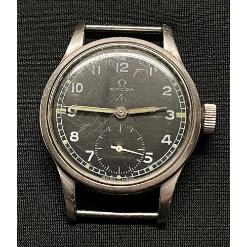 181 - British Army issue Wristwatch by Omega. Case marked WWW (Watch Wristlet Waterproof) along with WD Br... 