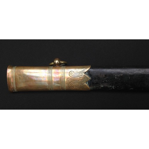 5661 - A Victorian Royal Navy officers sword, the 80cm single edged fullered blade proof marked along with ... 