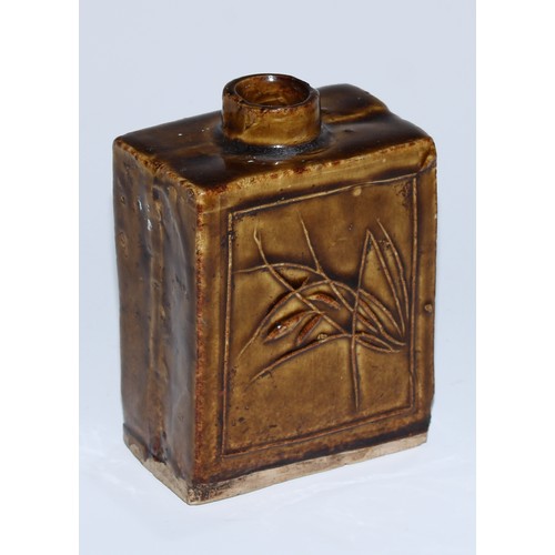 5114 - A Chinese monochrome tea caddy, as a butterfly, moulded and glazed in tones of mottled brown, 13.5cm... 