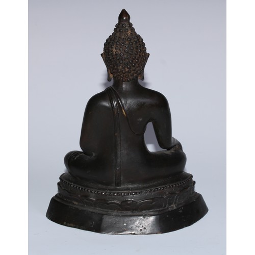 5088 - A Burmese bronze Buddha, seated in meditation, 20.5cm high