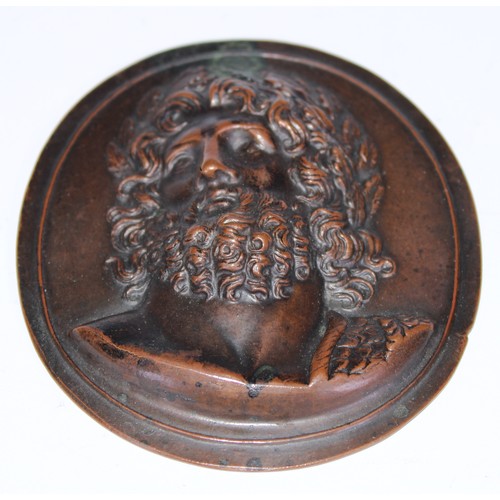 5003 - A 19th century antiquarian's electrotype portrait, Zeus, after the Antique, oval, 8cm x 7cm, associa... 