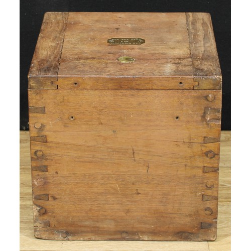 5662 - Military Interest - a hardwood ammunition box, the hinged cover with brass plaque stamped Box for Dr... 