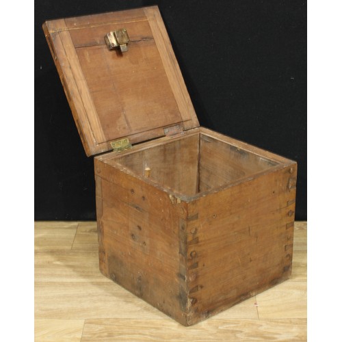 5662 - Military Interest - a hardwood ammunition box, the hinged cover with brass plaque stamped Box for Dr... 