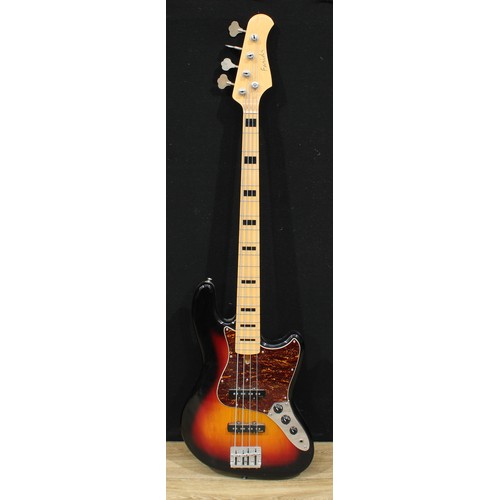 5664 - A Farida electric bass guitar, numbered F07013015, sunburst finish, 118cm long