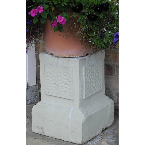 166 - Garden planters, rustic base;  two shrubs, etc