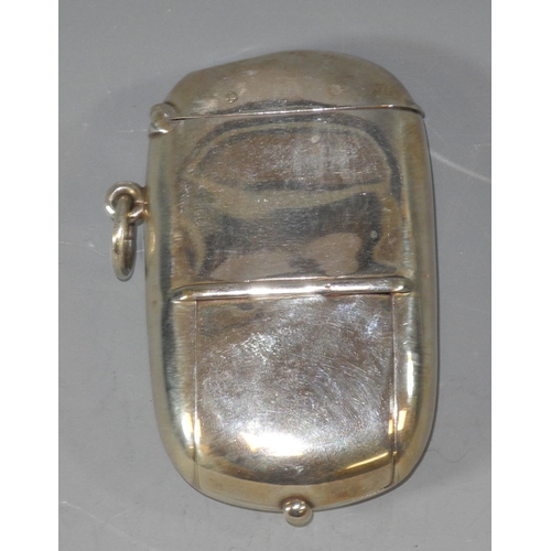 179 - A Victorian silver rounded rectangular combination vesta/sovereign case, plain, 6cm high, William Ne... 