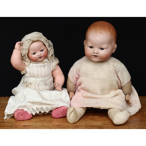 138 - An Armand & Marseille (Germany) bisque head and stuffed cloth bodied Dream baby doll, weighted sleep... 