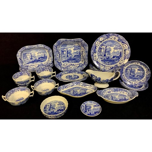 160 - A Spode Blue Italian pattern dinner service, comprising five dinner plates, oval dish, etc