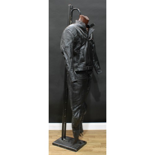 162 - A Bikers Gearbox “Cafe racer” style leather jacket with padded back and elbows 50 inch chest and a m... 
