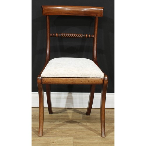 117 - A pair of 19th century mahogany rope-twist open armchairs, 82cm high, 57cm wide, the seat 44cm wide ... 