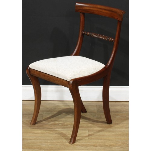 117 - A pair of 19th century mahogany rope-twist open armchairs, 82cm high, 57cm wide, the seat 44cm wide ... 