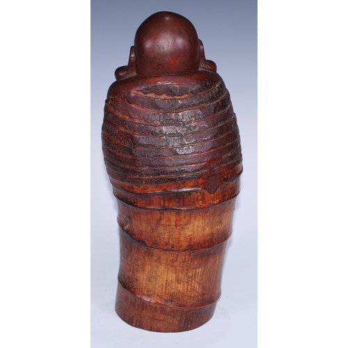 30 - A large Chinese bamboo carving, of Budai, 43cm high