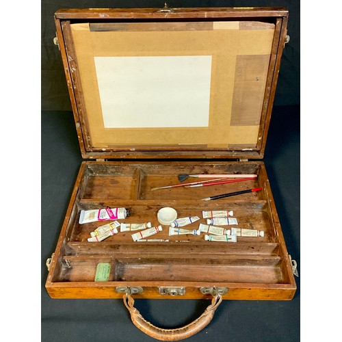 94 - A 19th century walnut artist's box, 44cm wide