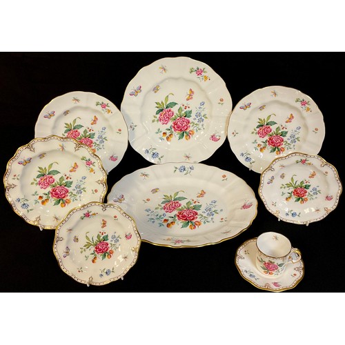 124 - A Royal Crown Derby Derby Days pattern oval plate, second quality; other Derby Days plates, dinner p... 