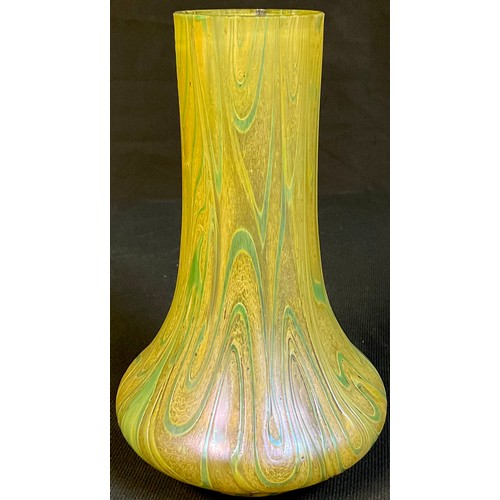 129 - A Loetz type iridescent glass vase, 20cm high