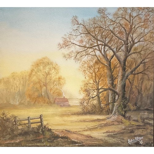 670 - John Straw (Derbyshire Artist)
Golden Sunset
signed, signed and titled to verso, watercolour, 26cm x... 