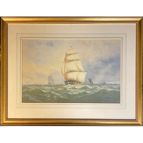 674 - Pictures and Prints - a set of three Naval seascape prints, each 36cm x 58cm