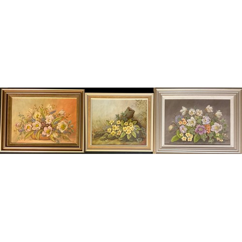 685 - G M Jamieson (late 20th century)
Still Life of Flowers
signed, oil on canvas; two others (3)