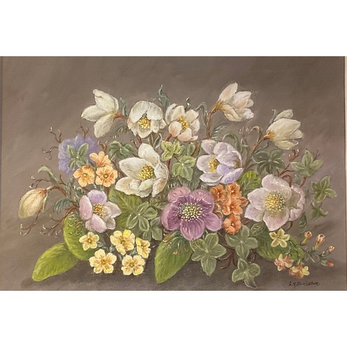 685 - G M Jamieson (late 20th century)
Still Life of Flowers
signed, oil on canvas; two others (3)