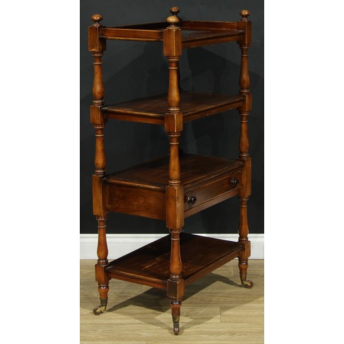 101 - A mahogany four-tier whatnot, turned supports, 118.5cm high, 58cm wide, 38.5cm deep