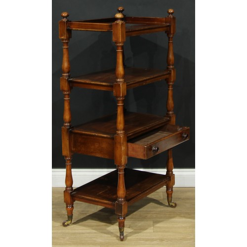 101 - A mahogany four-tier whatnot, turned supports, 118.5cm high, 58cm wide, 38.5cm deep