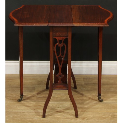 106 - An Edwardian satinwood crossbanded mahogany Sutherland table, 68cm high, opening to 75cm long, 61cm ... 