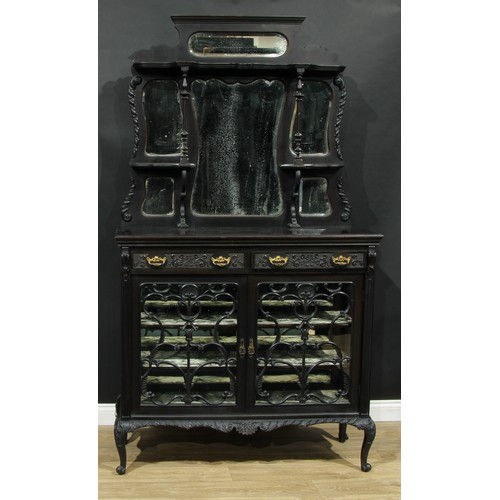 109 - A late Victorian parlour cabinet, 217cm high, 122cm wide, 45.5cm deep