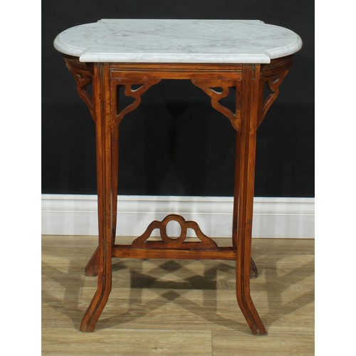 113 - An early 20th century centre table, of small proportions, marble top, 69cm high, 60cm wide, 40cm dee... 