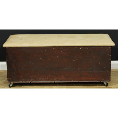 719 - A late 19th century blanket chest, hinged cover, 45cm high, 122.5cm wide, 51cm deep