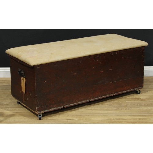 719 - A late 19th century blanket chest, hinged cover, 45cm high, 122.5cm wide, 51cm deep