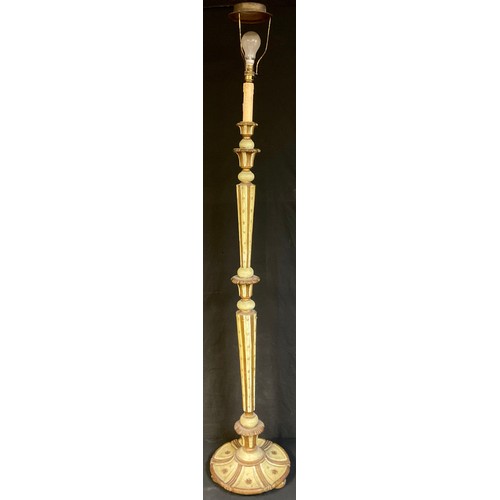 730 - An early 20th century painted and parcel gilt standard lamp