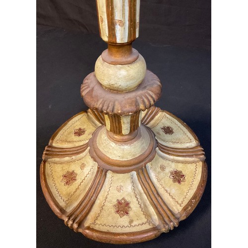 730 - An early 20th century painted and parcel gilt standard lamp