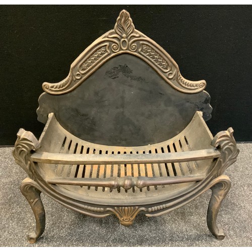 137 - A 19th century style cast iron fire basket with fire back, 66.5cm tall x 65cm wide.