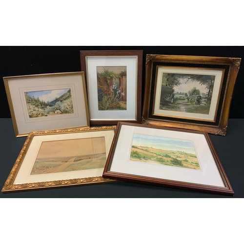 143 - Charles C Smith, Werneth Low, Hyde, Greater Manchester, signed, watercolour, 19cm x 26.5cm;  G Carri... 