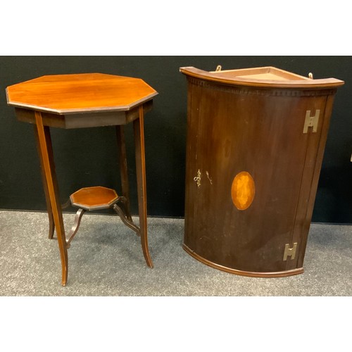 156 - An Edwardian mahogany octagonal occasional table, boxwood stringing throughout, c.1905; a bowfront m... 