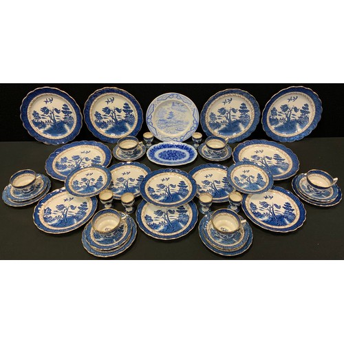 165 - A Booths Real Old Willow pattern six setting dinner and tea set;  other blue and white table ware.