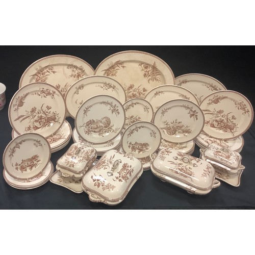 174 - A 19th century Aesthetic Movement Seasons pattern dinner set by J F Wileman Staffordshire inc five g... 