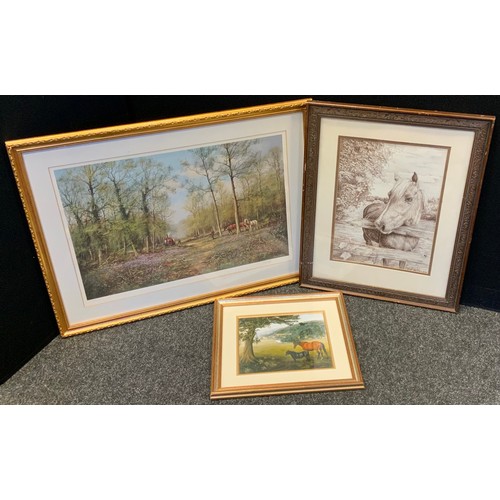 130a - L K Devereux, Horse of the Fence, signed, sketch, 40cm x 30cm;  James Wright, by and after, Traction... 