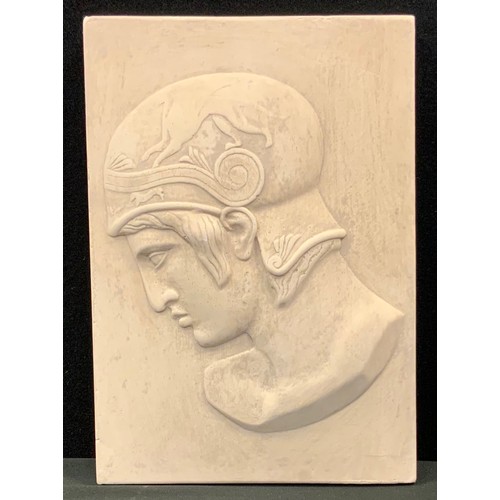 110 - A plaster frieze, in relief with classical portrait, 30cm x 21.5cm