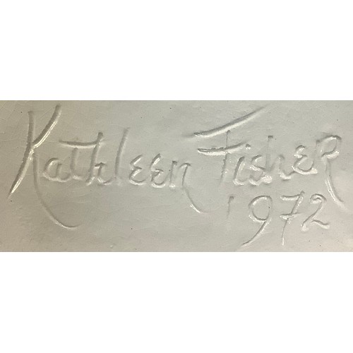 33 - Studio Pottery - a set of four Kathleen Fisher figures, as Victorian ladies dressed in seasonal cost... 