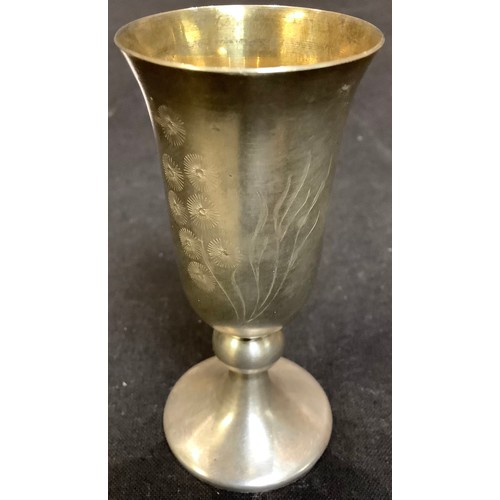 74 - A Russian silver vodka cup, 8.5cm high, Soviet period