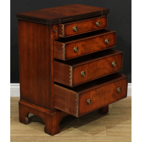 108 - A Queen Anne style bachelor's chest, fold-over top above four long graduated drawers, skirted base, ... 