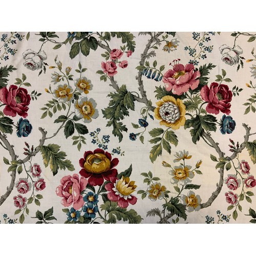 37 - A large pair of Sanderson country house style lined curtains, 'Hykenham' design, each curtain measur... 