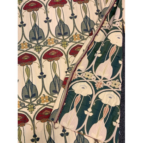 54 - A pair of Arts and Crafts design curtains, 179cm long x 136cm wide.