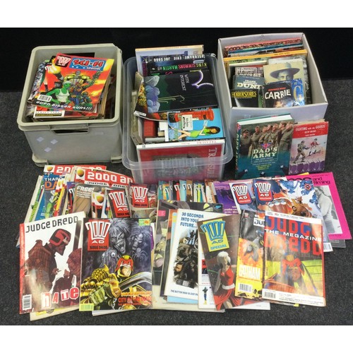 197 - Comics & Graphic Novels - 2000AD, Judge Dredd, Tarzan, Beezer, Striker, Dr Who, etc, annuals,  novel... 