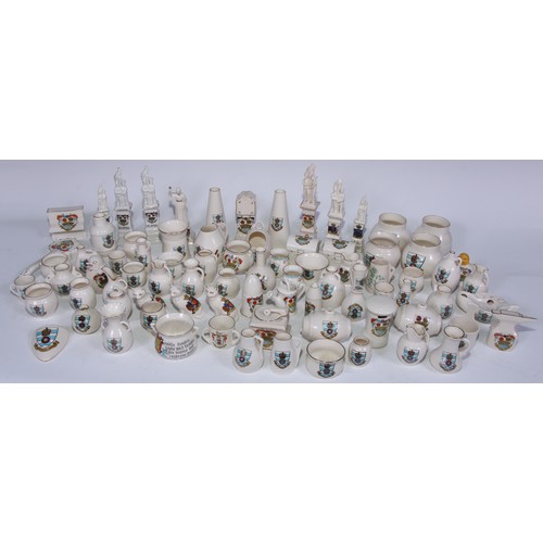 265 - Crested Ware - various models, Matlock Bath, War Memorial, City of Derby etc assorted shapes and siz... 