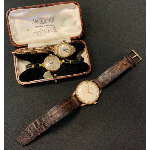 327 - A 1940s Ingersoll 9ct gold cased wristwatch, St 96 seventeen jewel mechanical movement, 9ct gold cas... 