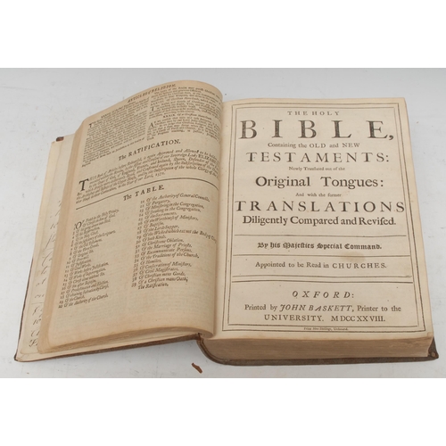 43 - Bible, Local Provenance - The Holy Bible [...], Oxford: Printed by John Baskett, 1728, [bound and ?i... 