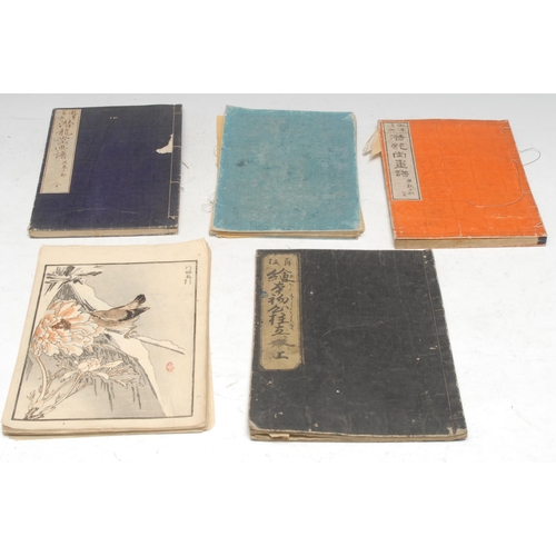 164 - Japan - a collection of five Japanese Meiji period woodblock-printed picture books (ehon), all natur... 